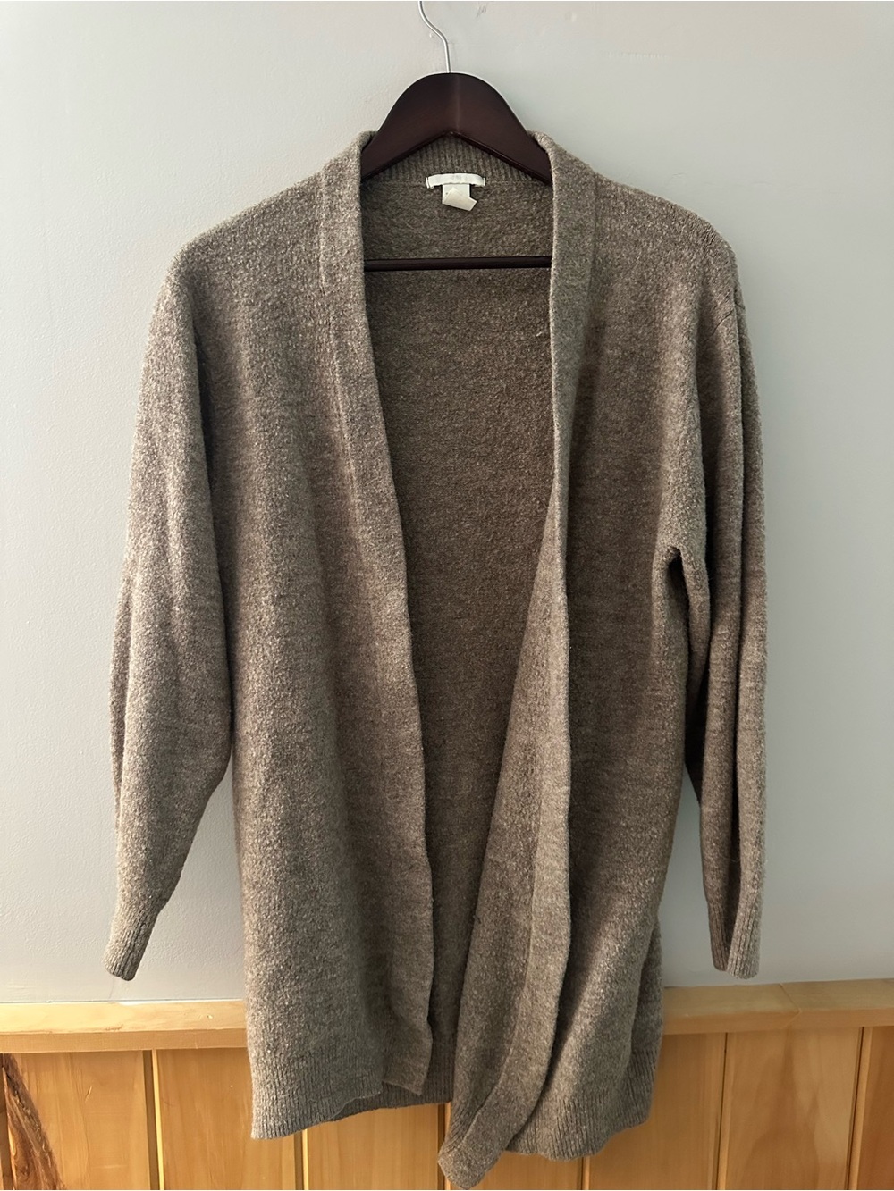 H&M Ribbed Knit Cardigan in Taupe Brown